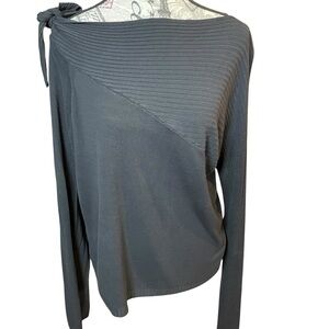 Faconnable Black Ribbed Knit Top